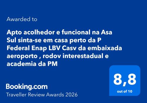 Asa Sul Apartment | Apto acolhedor e funcional na Asa Sul sinta-se em casa perto da P Federal Enap LBV Casv da embaixada aeroporto , rodov interestadual e academia da PM
