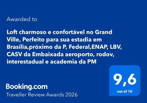 Asa Sul Apartment | Loft charmoso e confortável no Grand Ville Perfeito para sua estadia em Brasília próximo da P Federal ENAP, LBV,CASV da Embaixada aeroporto, rodov interestadual e Parque da cidade