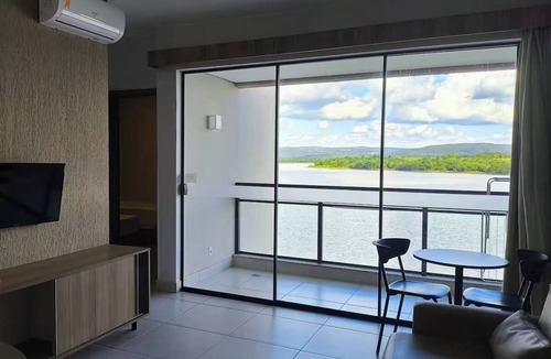 Caldas Novas Apartment | 2-bedroom apartment with balcony and views of Lake Corumbá at Praias do Lago Eco Resort.