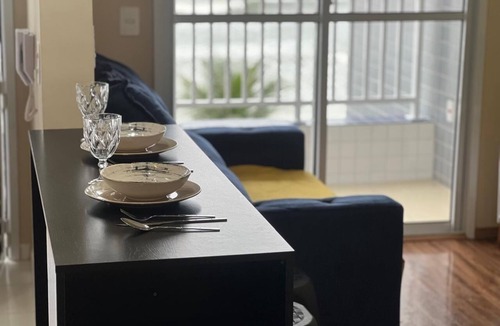 Mongagua Apartment | Seafront apartment with barbecue on the balcony and swimming pool