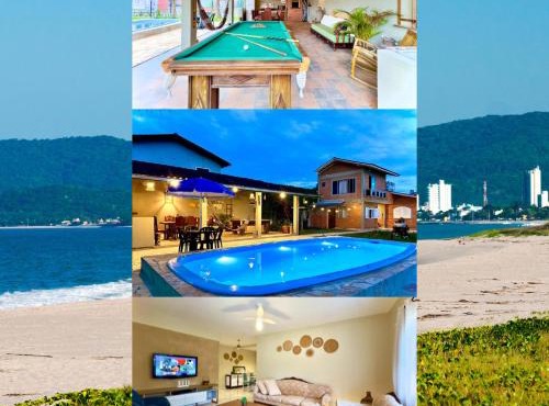 Casa Completa com Piscina Churrasqueira Sinuca Wi-Fi e Garagem para 3 Carros a 500m da Praia Acomoda 12 Pessoas, 5 Quartos e Ar Condicionado