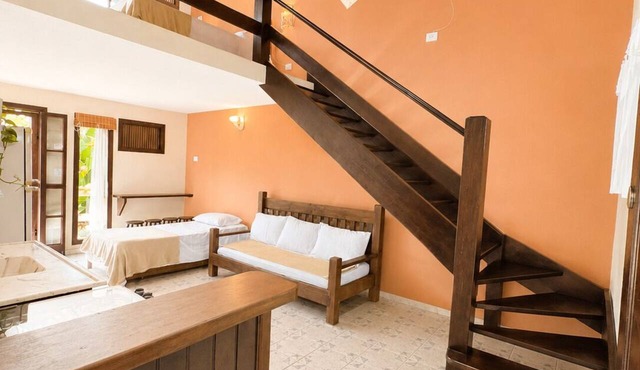 Charming loft with a mezzanine, 2 balconies, and just 10 minutes from the beach