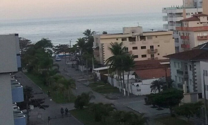 Praia Grande Apartment | LEISURE AREA IN COVERAGE WITH SEA VIEW
