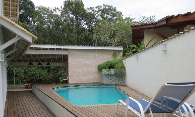 Guarutuba House | New House Ground Floor, Pool, Garden, between two rivers, beach at 250m, Market.